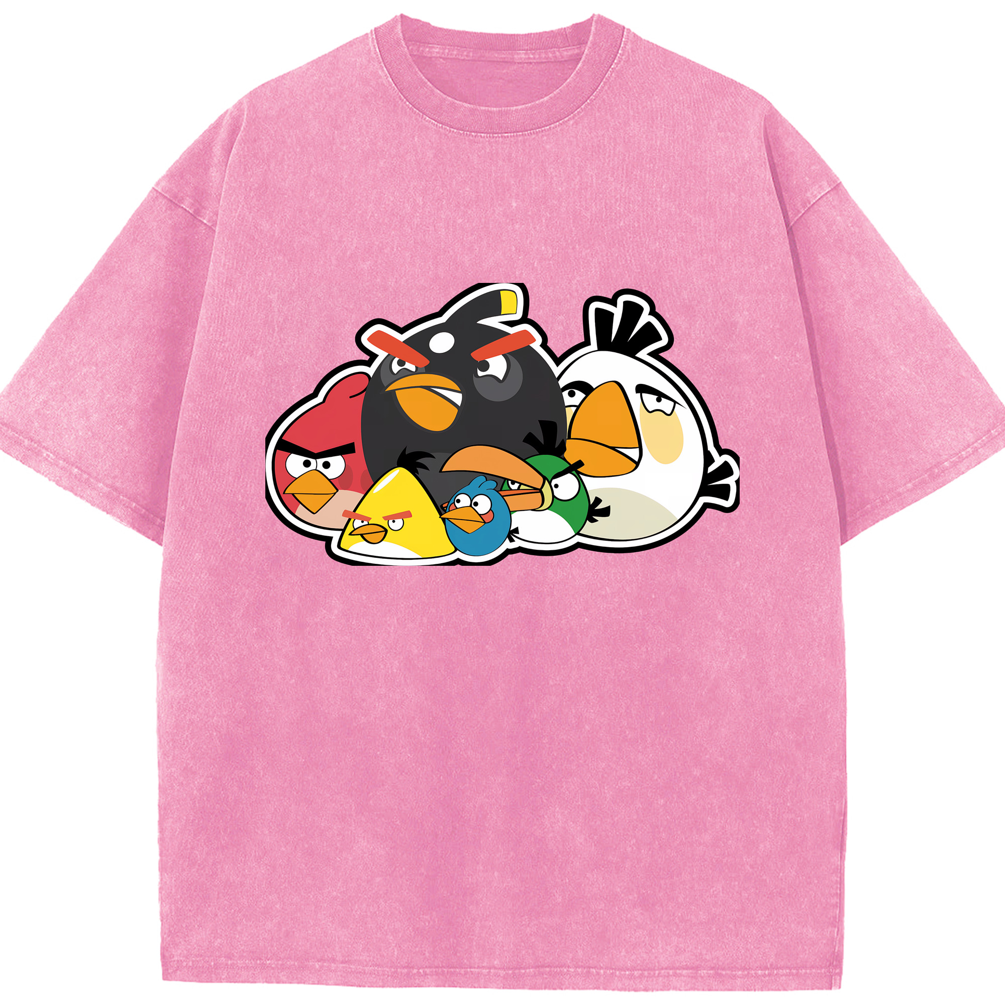 （画像用） Angry Birds アングリーバード 綿100% ヴィンテージ風 半袖Tシャツ（フロントプリント）